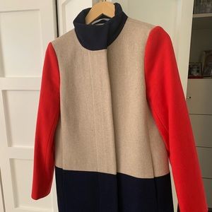 J Crew Color block Wool Coat